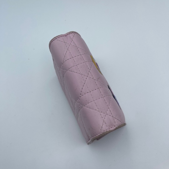 Christian Dior Pink Cannage Quilted lambskin leather lady patches wallet w/zip - Picture 5 of 15